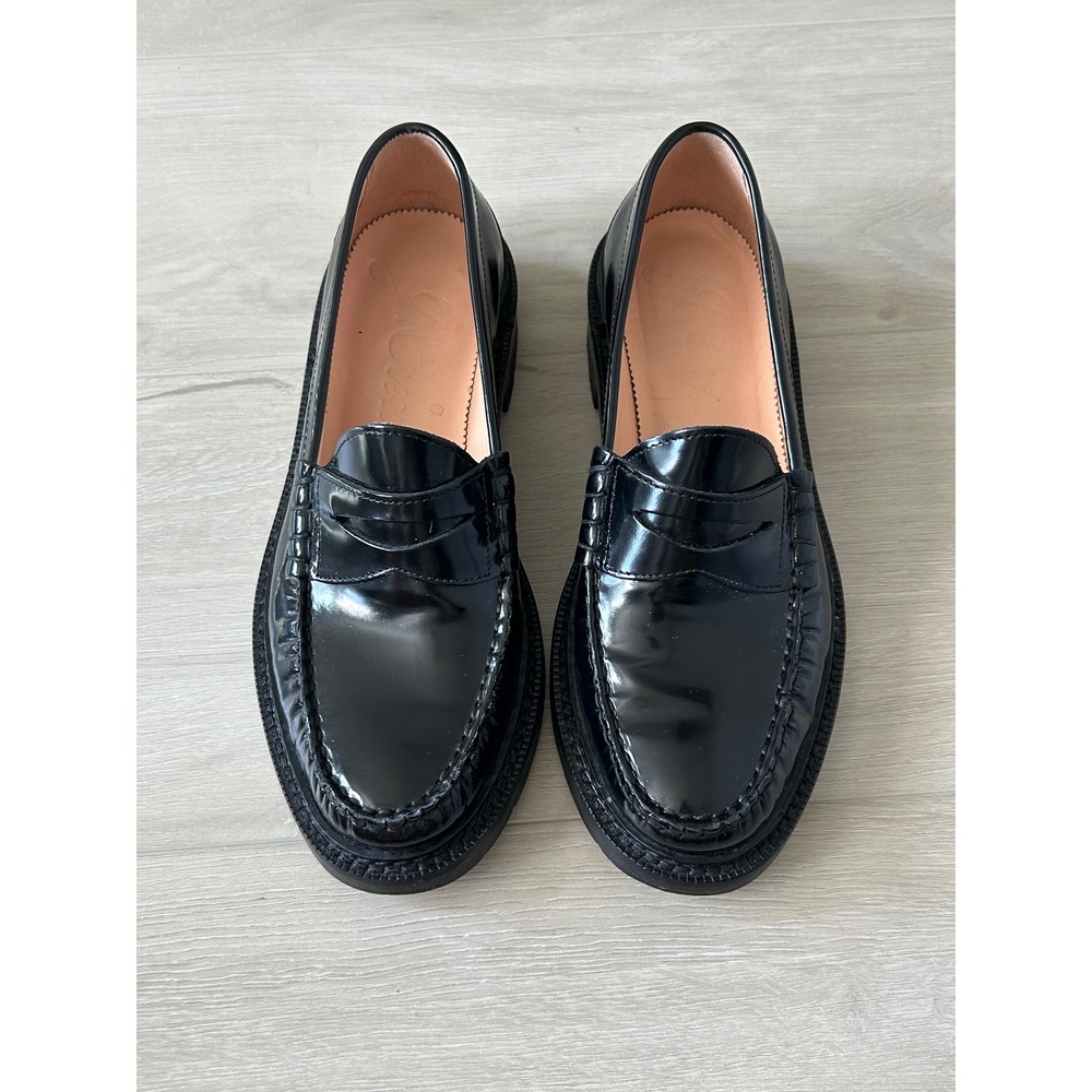 J.Crew black leather Rowan Penny Loafers Women's 8.5 Preppy fall academia